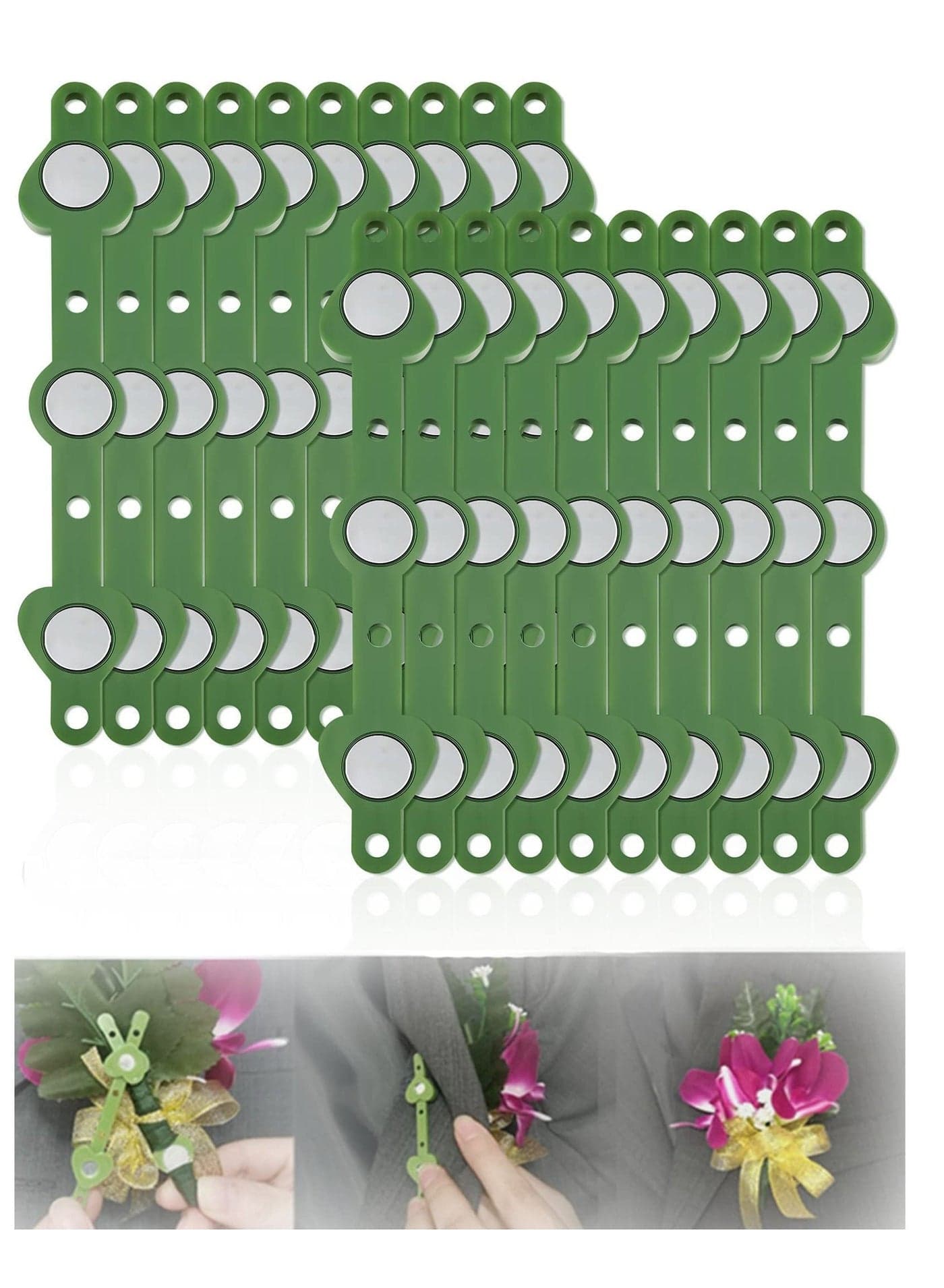 20 Pairs Floral Magnets, For Boutonnieres Corsage Clips Brooches Magnet Small Fix Magnets Elastic Pearl Wrist Bands Flowers Making Accessories