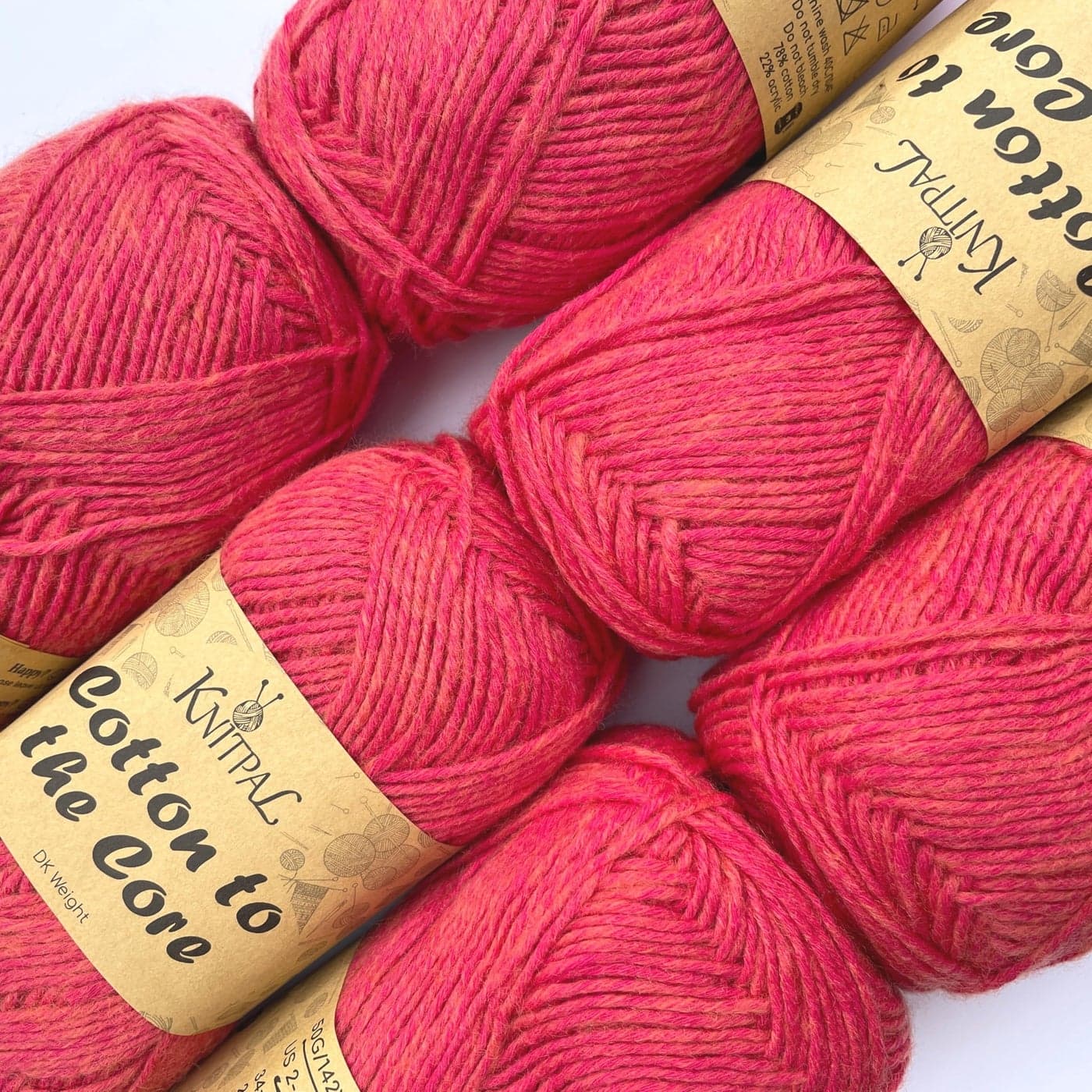 Cotton to The Core Cotton Yarn for Crocheting 6 Skeins 852Yds300G Free Patterns Soft Baby Yarn for Knitting 3 DK Light Worsted Weight Watermelon Red