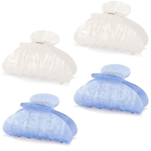 Vovii 4Pcs Acrylic Claw Clips for Women Hair Accessories Medium Sized Cute Trendy Claw Clips for Thick Thin Hair White Blue