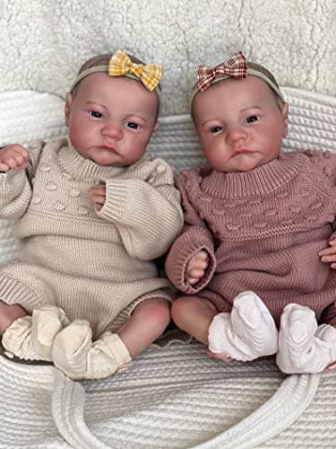 Pinky Reborn Dolls 19 Inch Lifelike Baby Dolls Twins Boy GirlsWeighted Cloth Body Newborn Toddler Dolls Looks Realistic Real Baby Dolls Child Toys Xmas Gift