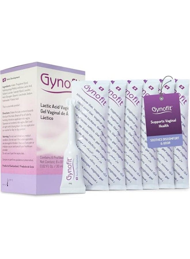 Gynofit Lactic Acid Vaginal Gel – pH Balance Restorer for Vaginal Health – Prevents Itching, Burning & Odor – Hygienic Applicator – Treats & Prevents Vaginal Infections (6 Count) — 70g