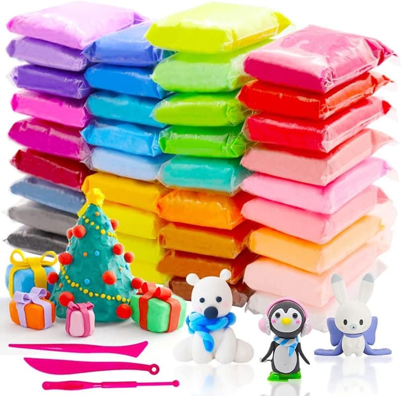 Eclet (Pack of 12) Air Dry Clay, Colorful Children Soft Clay, Creative Art Crafts, Gifts for Kids-Multi Color. Non-Toxic Modeling Magic Fluffy Foam Bouncing Clay Putty Kit for Kids with Tools .44