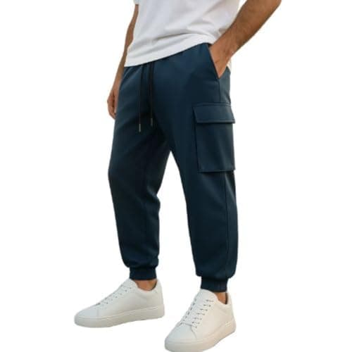 Nobero Men Classic Cargo Jogger(1M-BWJG-R0150-NB7_Navy Blue_3XL)