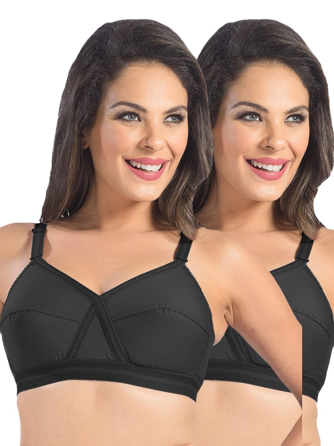 SONARI Kirtika Cotton Everyday Bra for Women | Non Padded, Non Wired, Full Coverage | Comfort Fit | Black, 40E