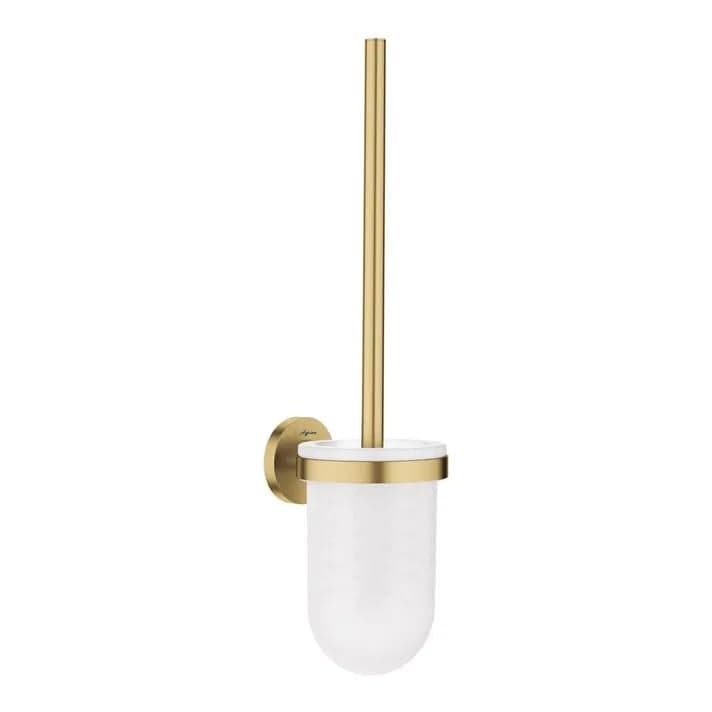 Aquieen Wall Mounted Toilet Brush Holder with Frosted Glass Stand Gold