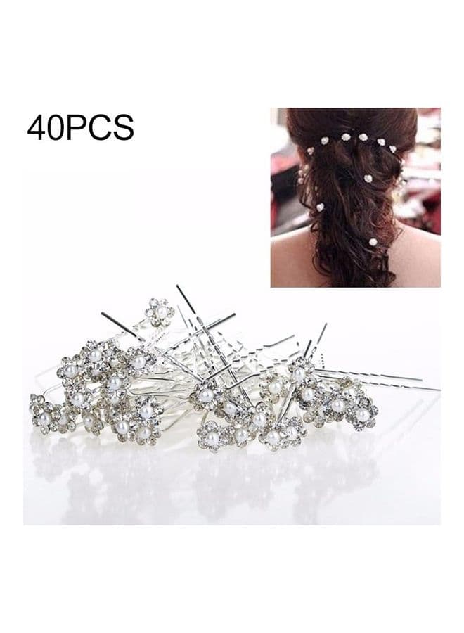 40-Piece Antique Silver Plated Wedding Hair Pins Silver