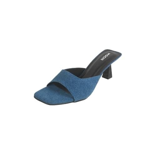 Mochi Women Blue Slip-on Fashion Heel Sandal UK/6 EU/39 (40-283)