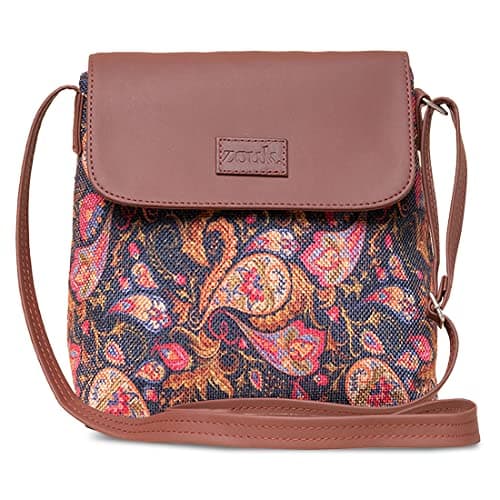 ZOUK Flap Sling Bag | Crossbody Bags for Women | Women's Handbags | Stylish | Vegan Leather Evening Bag | Travel & Office Use | Purse and Wallet | Paisley Print