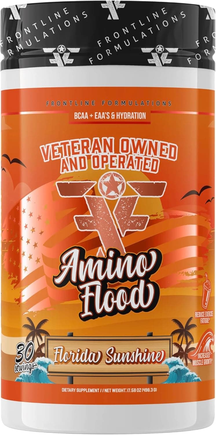 Amino Flood BCAAs Essential Amino Acids Building Blocks of Muscle Comprehensive Formula Great Taste Veteran Owned and Operated 30 Servings Florida Sunshine