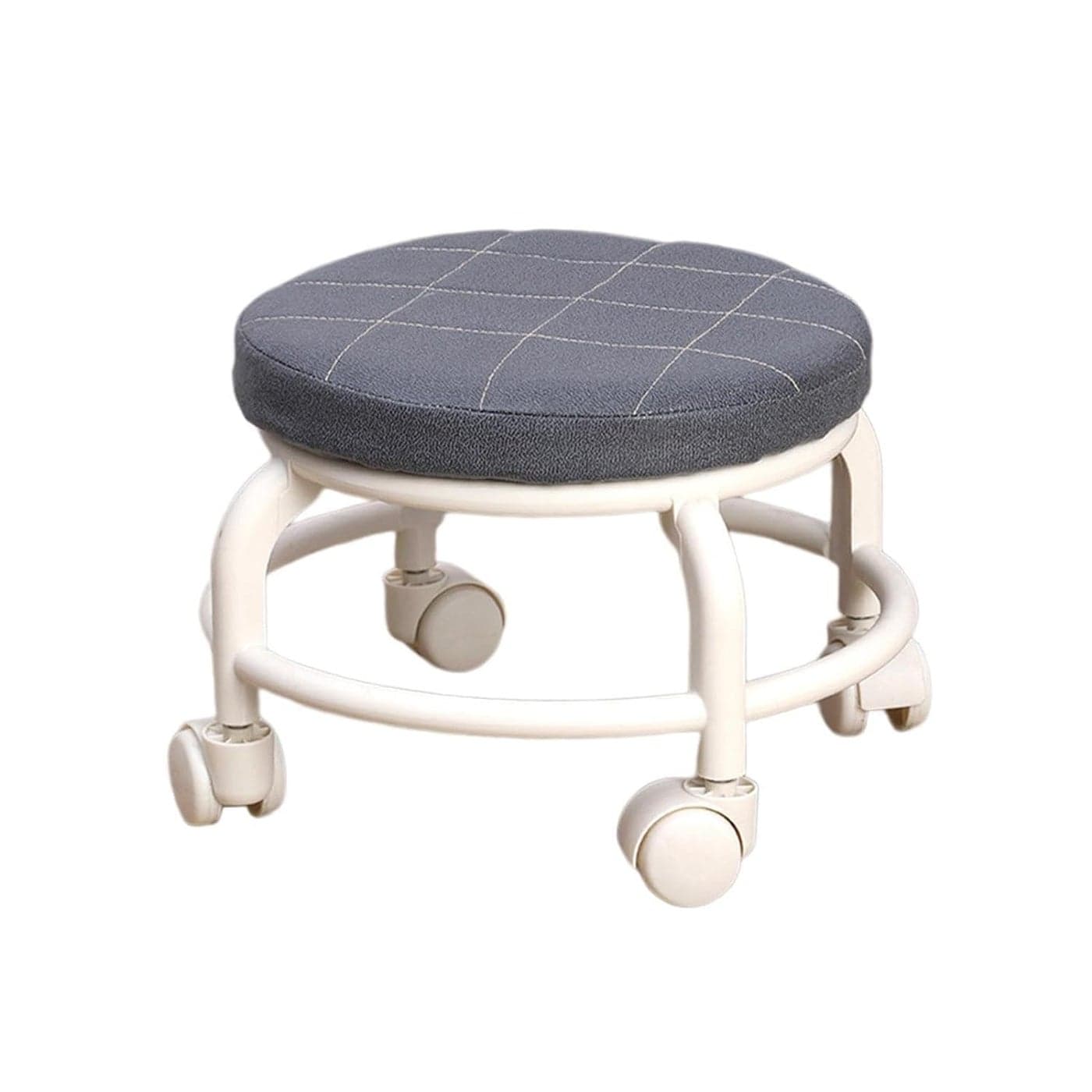 GLOWICK Plastic Frame and Comfortable Pulley with 360 Degree Rotating and Movable Wheel Low Height Rolling Stool for Adult Home Office Fitness Centers Salons 1PCs