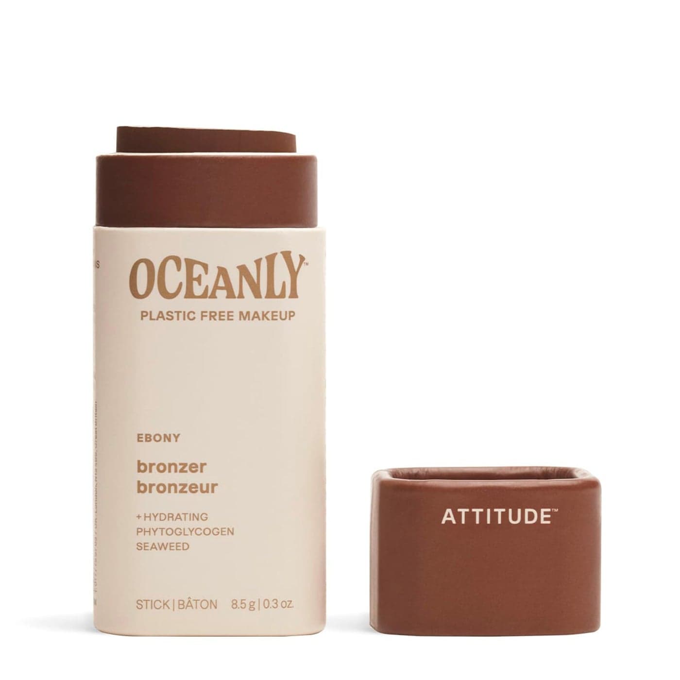 ATTITUDE Oceanly PlasticFree Lightweight Bronzer Stick Titanium DioxideFree EWG Verified Vegan Crueltyfree Makeup Ebony 03 Ounces