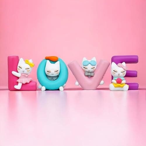 Ascension Love Alphabet Cat Dolls Love Animated Characters Showpiece Love Miniature Showpiece Set Valentine Gift for Boyfriend Girlfriend Love Miniature Adventure Showpiece Valentine Gifts