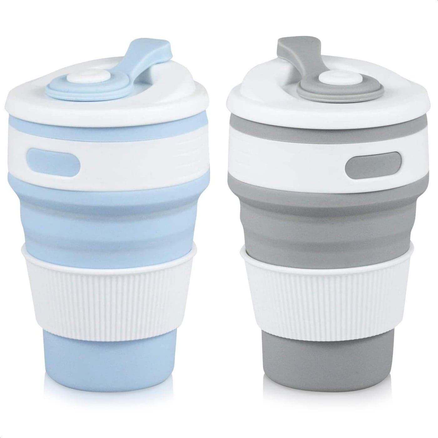 2Pcs Silicone Collapsible Travel Cup - 12oz Collapsible Cups for Traveling Camping Cups Collapsible Cups Foldable Silicone Cup Collapsible Cup with Lid Camping Cup Collapsible Drinking Cups for Travel