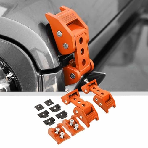 JWWY for Jeep Wrangler Hood Latches Clamp Aluminum Stainless Steel Hood Catch Fastene with Lock Kit Compatible with Jeep Wrangler JK/JKU 2007-2017, JL/JLU 2018-2024+ & Gladiator JT 2020-2024+Orange A