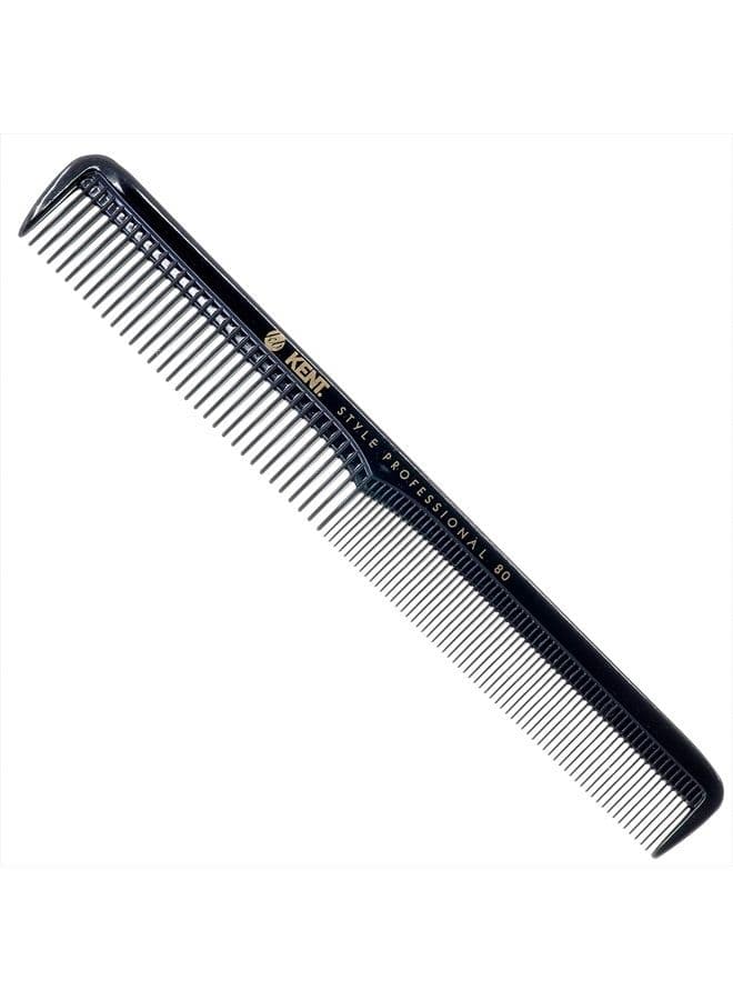 Kent SPC80 Salon-Style Dressing Cutting Comb with Wide and Fine Teeth - Professional Barber Haircut Comb for Styling and Teasing for All Hair Types - Kent Quality Barber Supplies