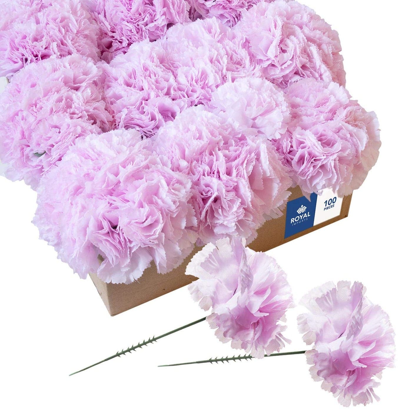 Royal Imports Artificial Carnations Silk Faux Flowers for Funeral Arrangements Wedding Bouquets Cemetery Wreaths DIY Crafts 100 Single 5 Stems Lite Pink