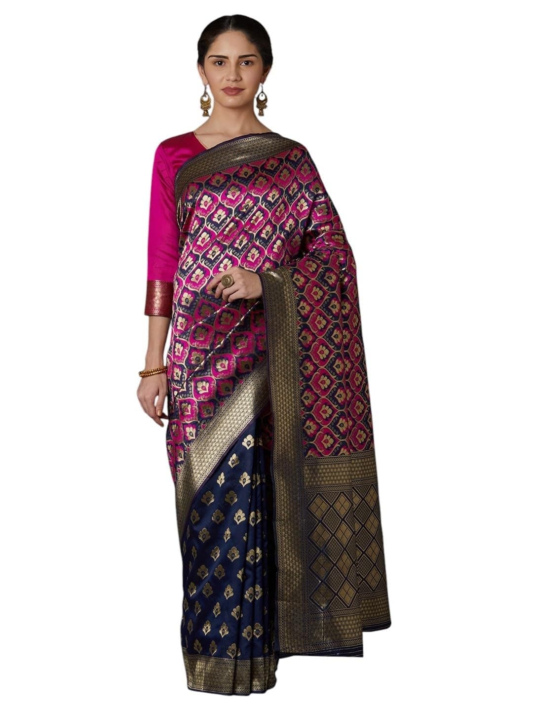 LACOSSI Pure Fancy Kanjivaram Jacquard Silk Saree Banarasi Silk Saree Rich Pallu Design Woven Jacquard Trendy Special Occassion Wear With Unstitched Blouse Piece 2025 Trendy (Apple-2642)