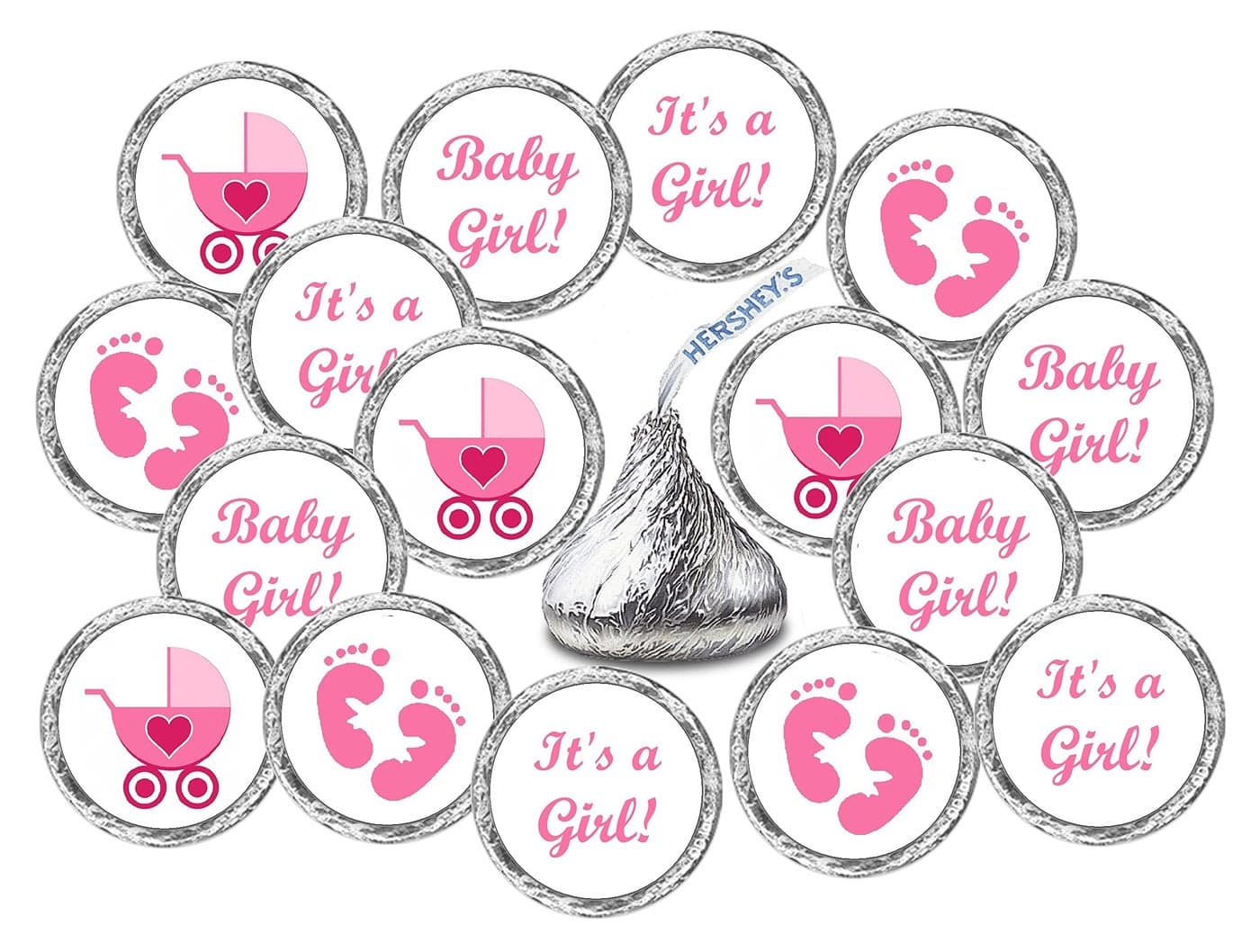 324 Pink Its a Girl Baby Shower Favors Stickers for Baby Shower Or Baby Sprinkle Party Decorations Baby Shower Kisses Stickers Baby Shower Pink Favors Labels Its a Girl Kisses Made in USA