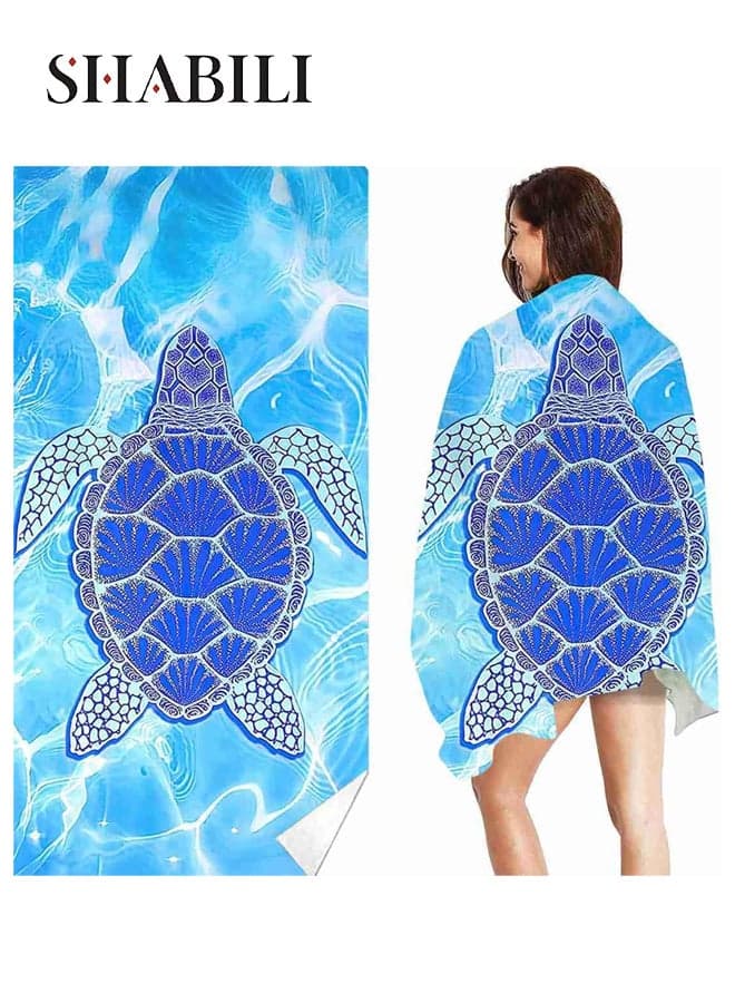 Oversized Beach Towel Microfiber Beach Towels Sand Proof Quick Dry Travel Towel Cool Pool Towels, Ultralight Compact RollUp Design Packs Small, Super Absorbent Turtle Print For Adults Kids