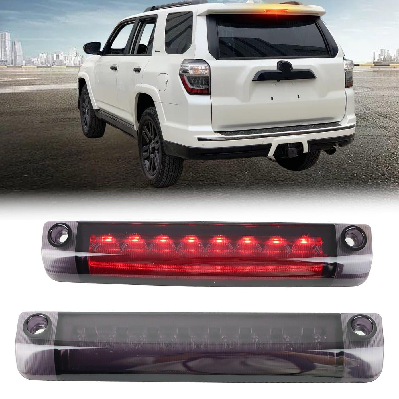 GEEGEETOP Smoked Lens 3rd Brake Light DRL Compatible With Toyota 4Runner Highlander Prius Sienna Rear Center Roof High Mount LED Third Brake Lamp SMOKED STYLE