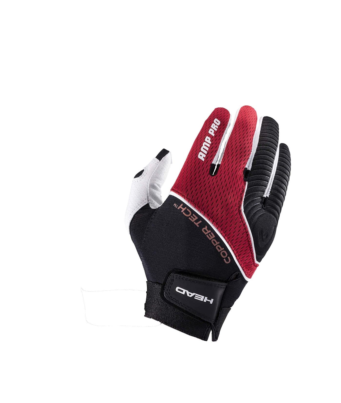 HEAD Leather Racquetball Glove - AMP Pro Copper Tech Glove for Right & Left Hand - Black/Silver/Red, Right - Small