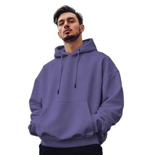 Nobero Men Oversized Hooded Sweatshirt(1M-TWHO-R0041-FD4_Future Dusk_L)
