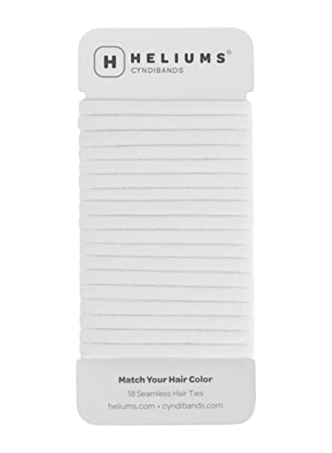 Heliums Thin Seamless Hair Ties White 6mm Nylon No Damage Ponytail Holders 175 Inch Medium Hold for Thin to Normal Hair 18 Pack