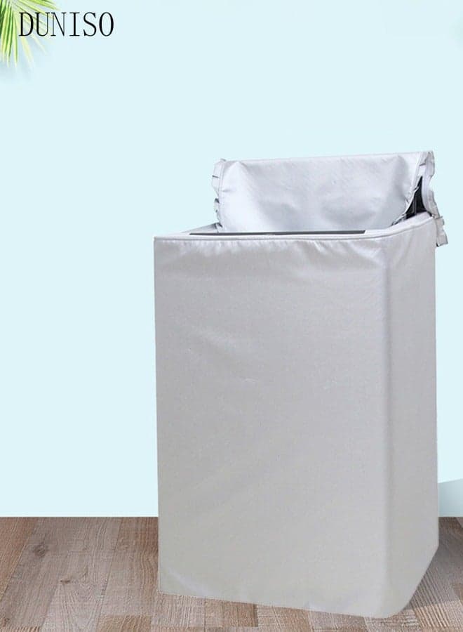 Top Load Washing Machine Cover, Double-Side Silver Coated Fabric Waterproof Sunscreen Dust-Proof Cover ,Silver Coating Oxford Cloth Full-Automatic Wave Wheel Washing Machine Cover