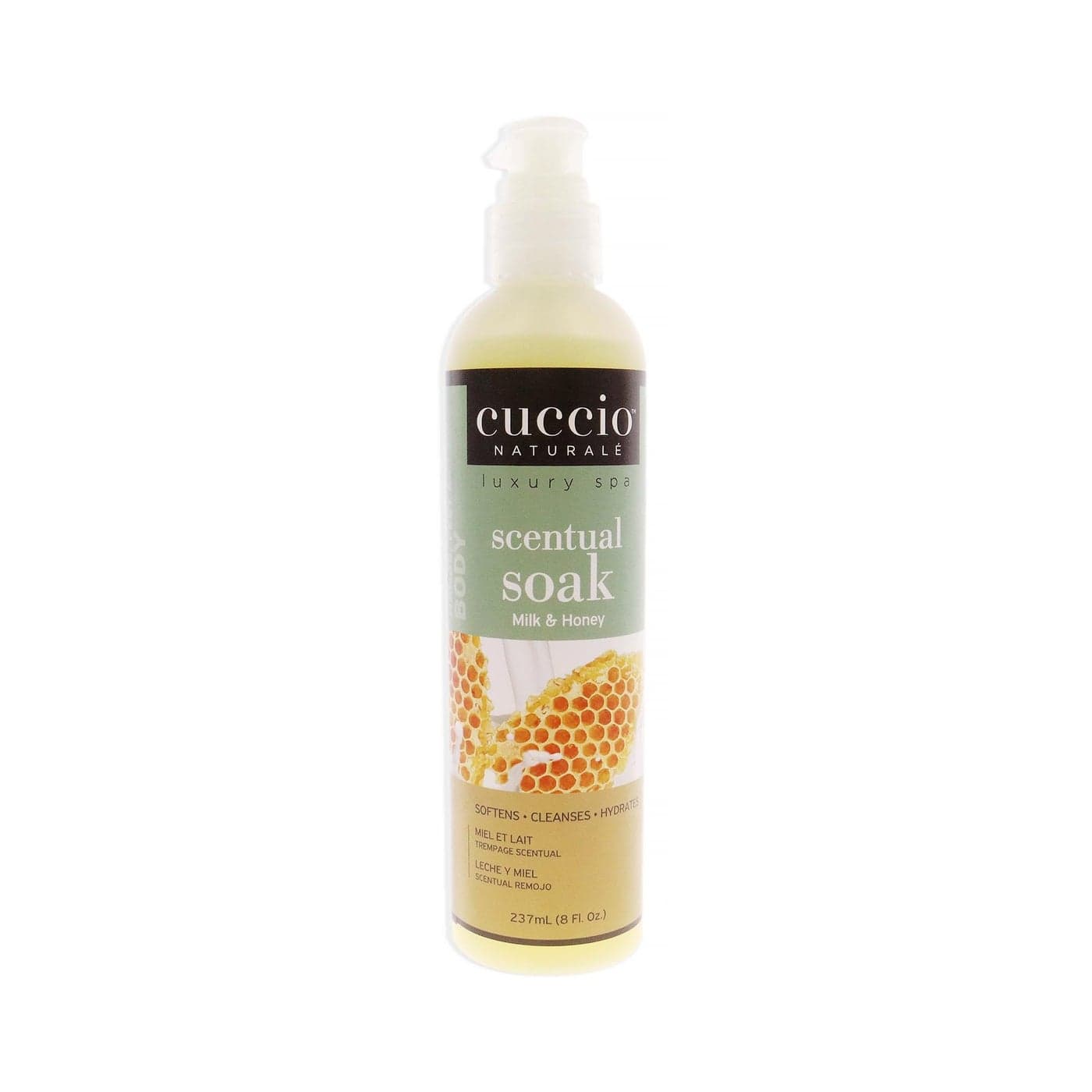 Cuccio Naturale Scentual Soak Creamy Liquid Wash For ManiPedi No Parabens Soften Cleanse And Hydrate Skin AntiAging Solution Use On Hands Body And Feet Milk And Honey 8 Oz