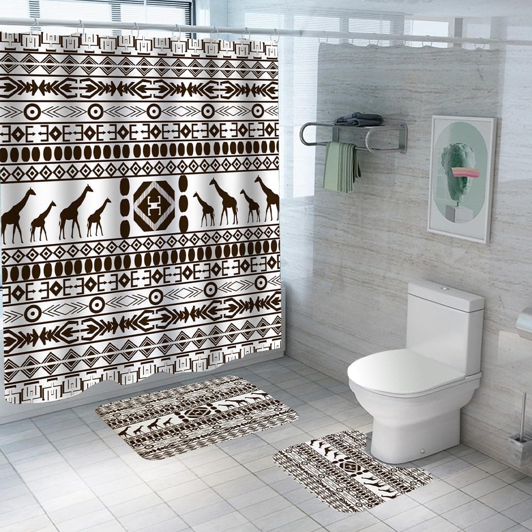 UMAI Shower Curtain (180X180 cm) & Bathmat 3 Pcs Set|6ft|Creative Vibrant Coloured Polyster Curtain Sets with Non-Slip Bath mats for Bathroom|Easy-Slide Curtains|Quick Dry,Soft Mats