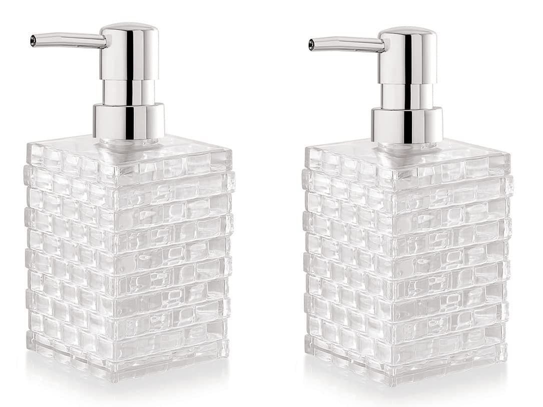 Nimbose® Liquid Soap Dispenser Plastic Bottle for Bathroom, Cuboid Shaped Acrylic Plastic Liquid Soap & Handwash Dispenser Bottles, Bathroom Accessories (Clear Transparent, Pack of 2)