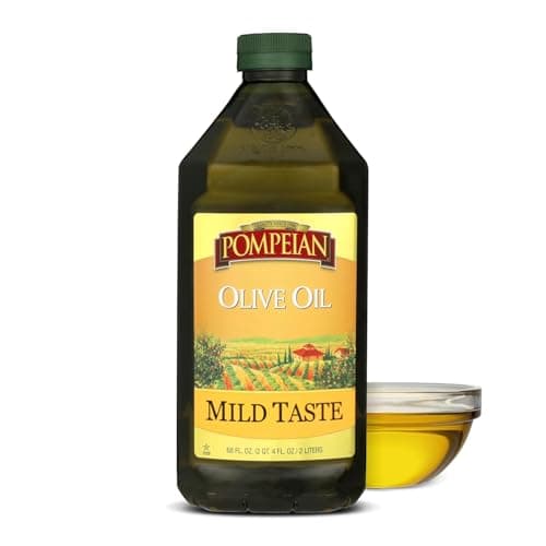Pompeian Mild Taste Olive Oil 68 Fl Oz Olive Oil for High Heat Cooking Mild Flavor for Baking and Sauteing High Smoke Point