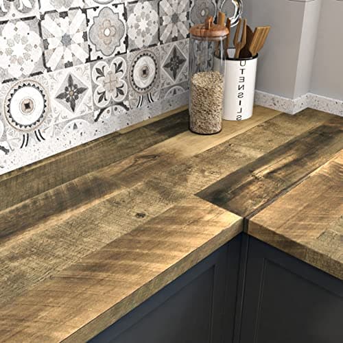 WESTICK Brown Wood Counter Top Peel and Stick Waterproof Wood Contact Paper for Countertops Self Adhesive Wooden Wallpaper Rustic Wooden Vinyl Countertop Wrap for Tables Kitchen Cabinets 158 x 78