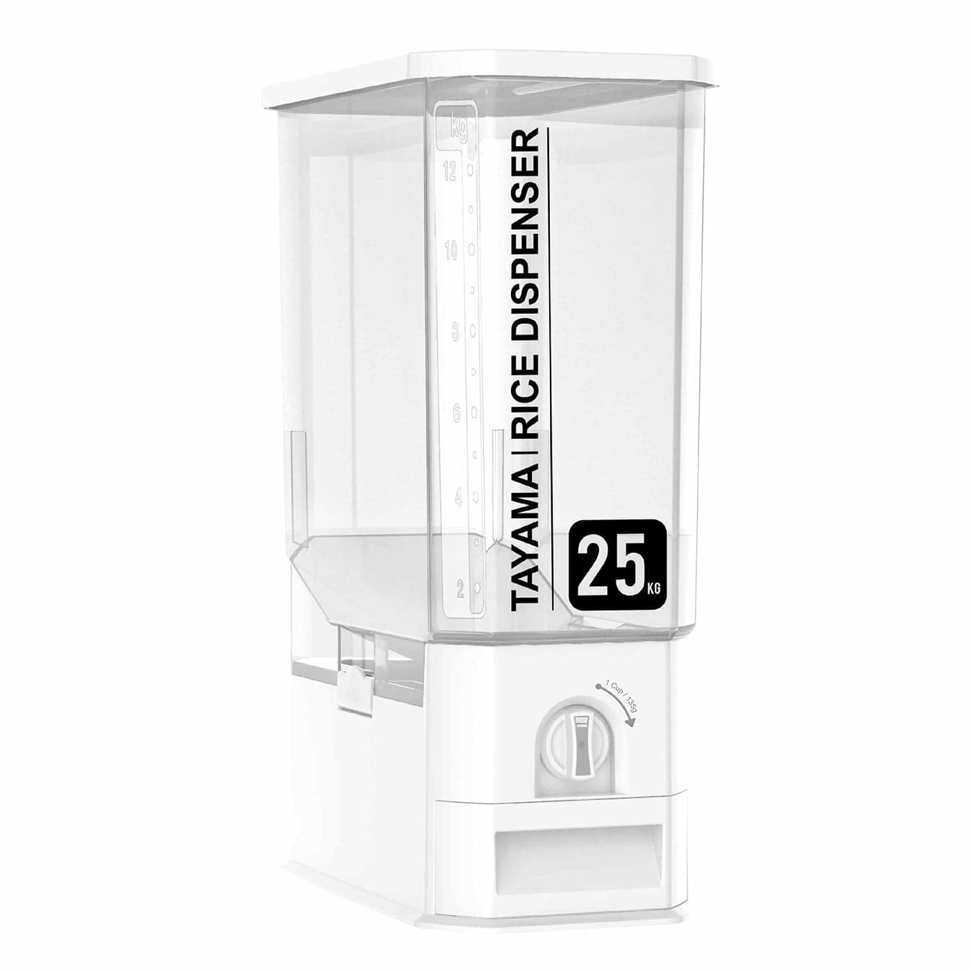 TAYAMA 55 lbs Capacity Rice Dispenser Grain Storage ContainerWhite