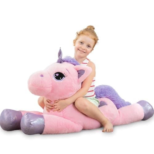Lanmore Unicorn Stuffed Animal Giant 43 Stuffed Unicorn Plush Pillow Cute Stuffed Animal Toy Big Size Plushy Fluffy Gifts for Kids Girls Boys Girlfriend Pink