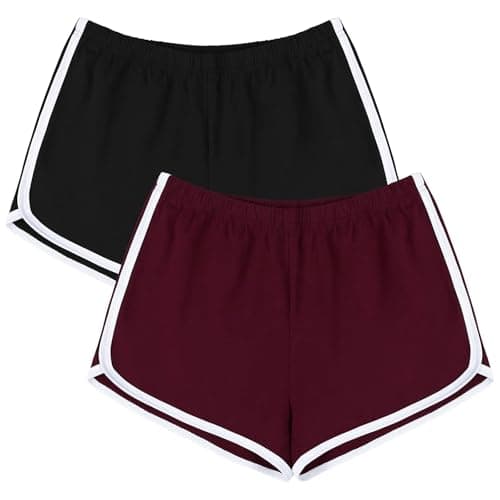 URATOT Women's Cotton Shorts Gym Shorts Yoga Shorts Summer Running Active Shorts Dance, Pack of 2