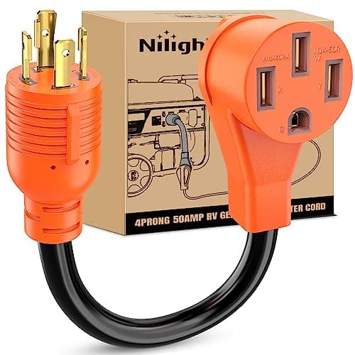 Nilight RV Generator Adapter Cord 30Amp to 50Amp 4 Prong Pure Copper Heavy Duty Twist Lock Male Plug10 Gauge Wire L14-30P to 14-50R 30M/50F for RVs Camper Caravan Van Trailer