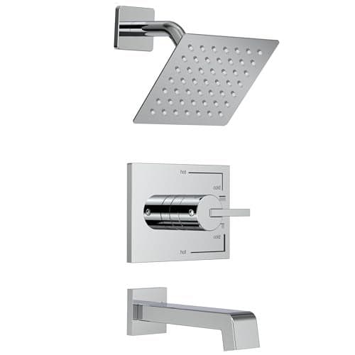 SOOOHOT Shower Faucet Set Tub Shower Faucet with 6Inch Rainfall Shower Head and Tub Spout Shower Tub Faucet Set Complete Included Shower Valve Tub Shower Trim Kit Polished Chrome