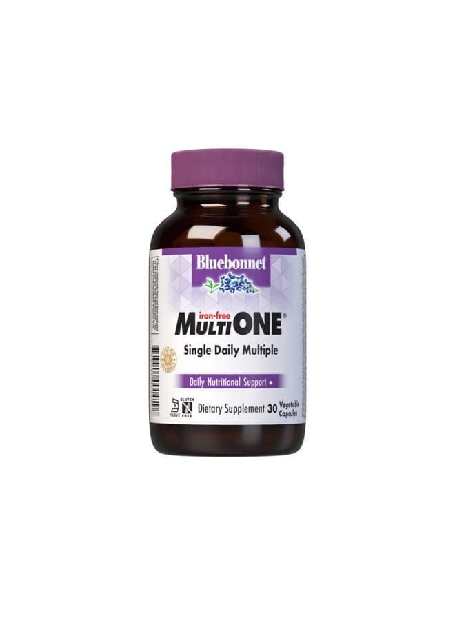 Bluebonnet Nutrition Multi ONE (Iron-Free), Daily Nutritional Support*, Kosher Certified, Gluten-Free, Dairy-Free, Vegetarian Friendly, 30 Vegetable Capsules, 30 Servings
