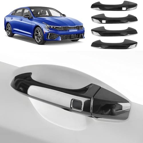 LUNQIN Car Door Handle Cover for Kia K5 2020 2021 2022 2023 2024 2025 with Smart Keyhole Auto Exterior Accessories Handle Protectors Covers Wrap Decoration (Not Fit Optima 2015-2019)