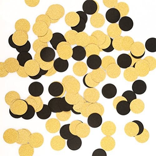 Glitter Gold Black Confetti Circle Dots Confetti for Party Decorations 12 in Diameter Pack of 200