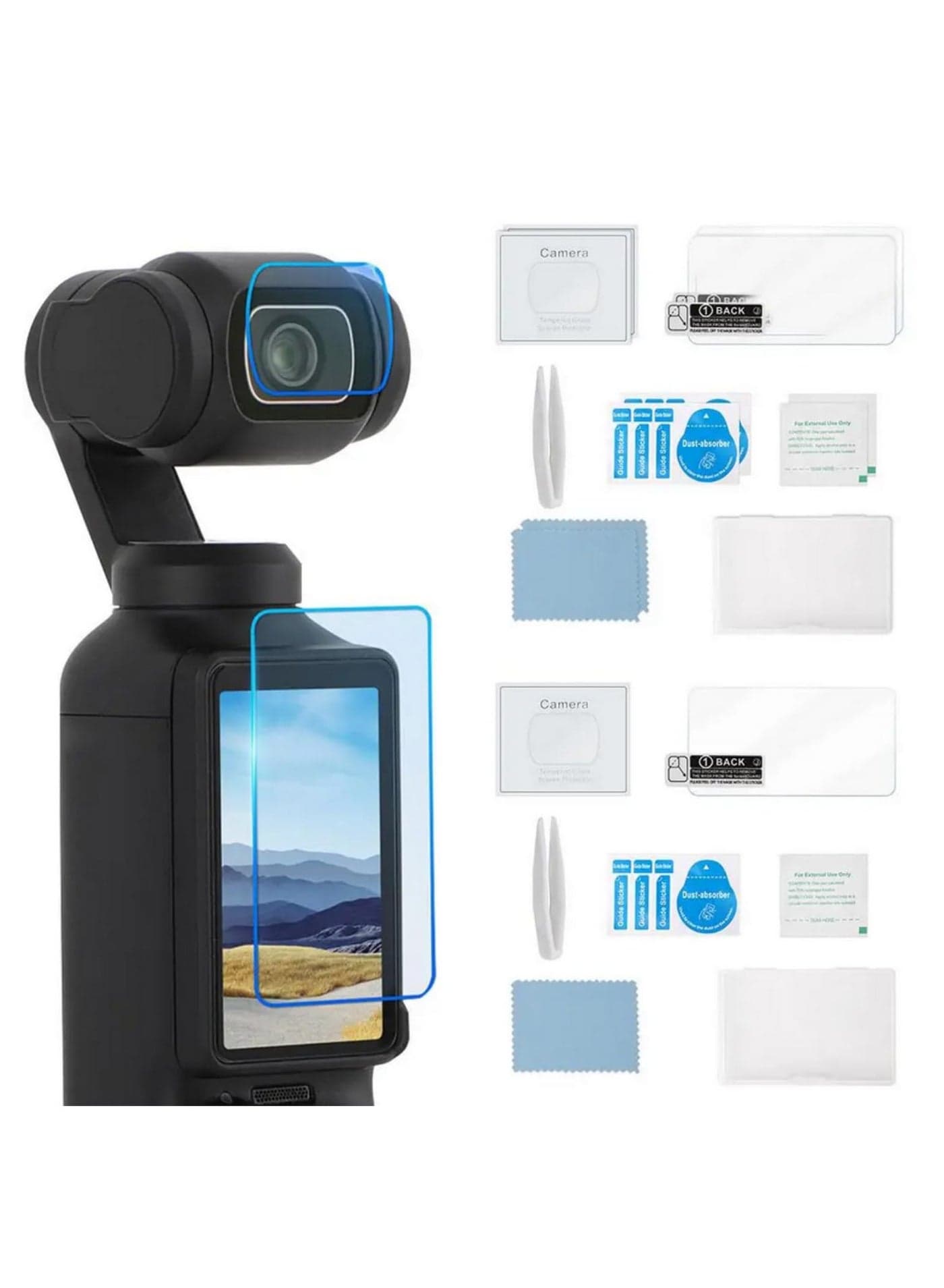 2SET HD Glass Film for DJI Osmo Pocket 3 Tempered Glass Front Rear Screen Protector Lens Protective Film Lens Cover Scratch Resistant Clear Screen Protector for DJI Pocket 3