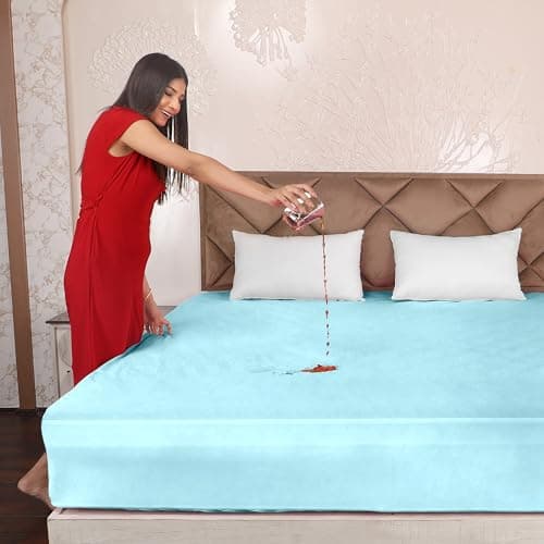 AVI Terry Cotton Ultra Soft Waterproof Bed Mattress Protector Twin Size 78x48 inch | Breathable Washable Elastic Fitted Mattresses Cover for Twin Size Bed (6.5x4 feet, Sky Blue - Fit On 2-10 Inch)