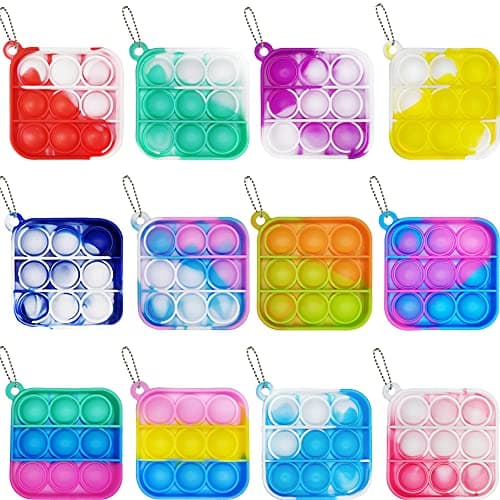 12 Pcs Mini Pop Bubble Fidget Sensory Toys Pop Toy Bulk for Party Favor Classroom Student Prizes Easter Basket Goodie Bag Stuffers Christmas Valentine Gift for Kid