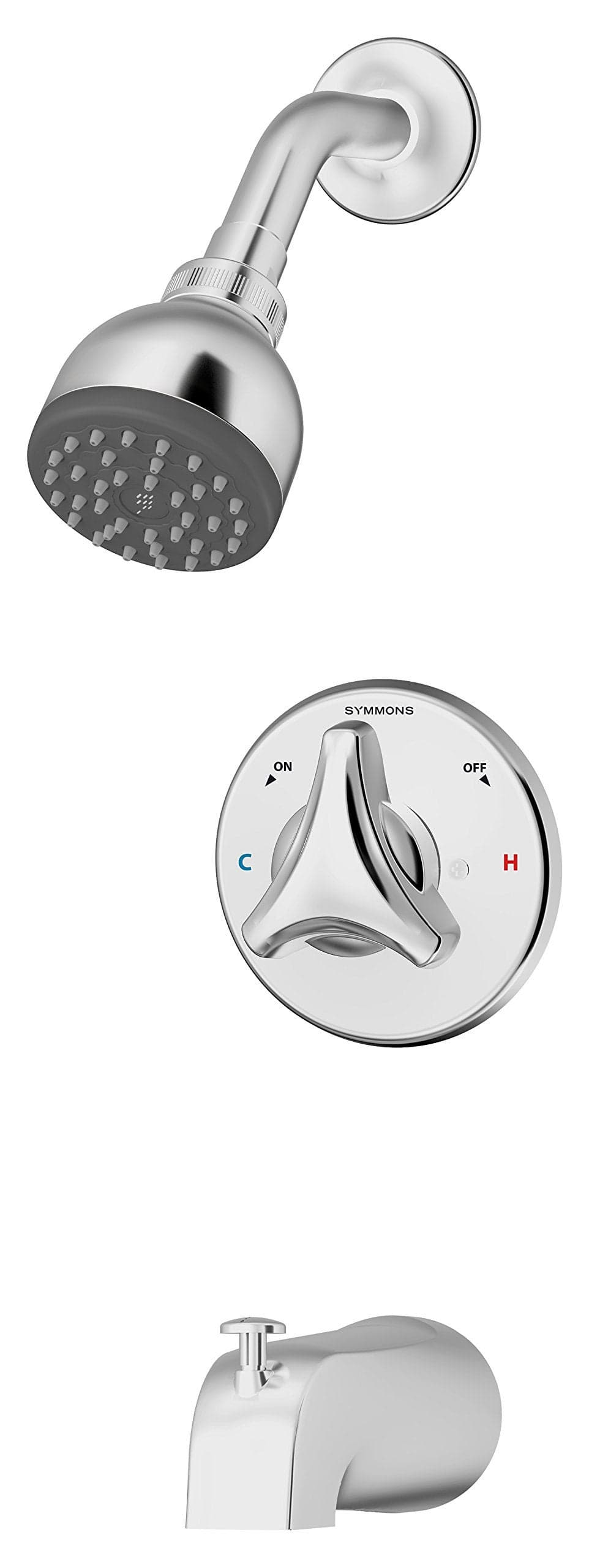 Symmons, 9602-P-TRM, Origins Tub and Shower Trim Package with Single Function Shower Head with Single Knob Handle - No Rough In Valve Included, Chrome
