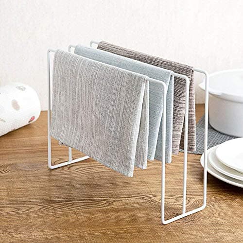 INDIAN DECOR. 21431 Table Organizer Towel Rack Towel Rag Holder Dishcloth Holder Stand Cleaning Cloth Drying Organizer Multi-Purpose Kitchen Bathroom Rack Stand Socks Hanger / (White) Made in India