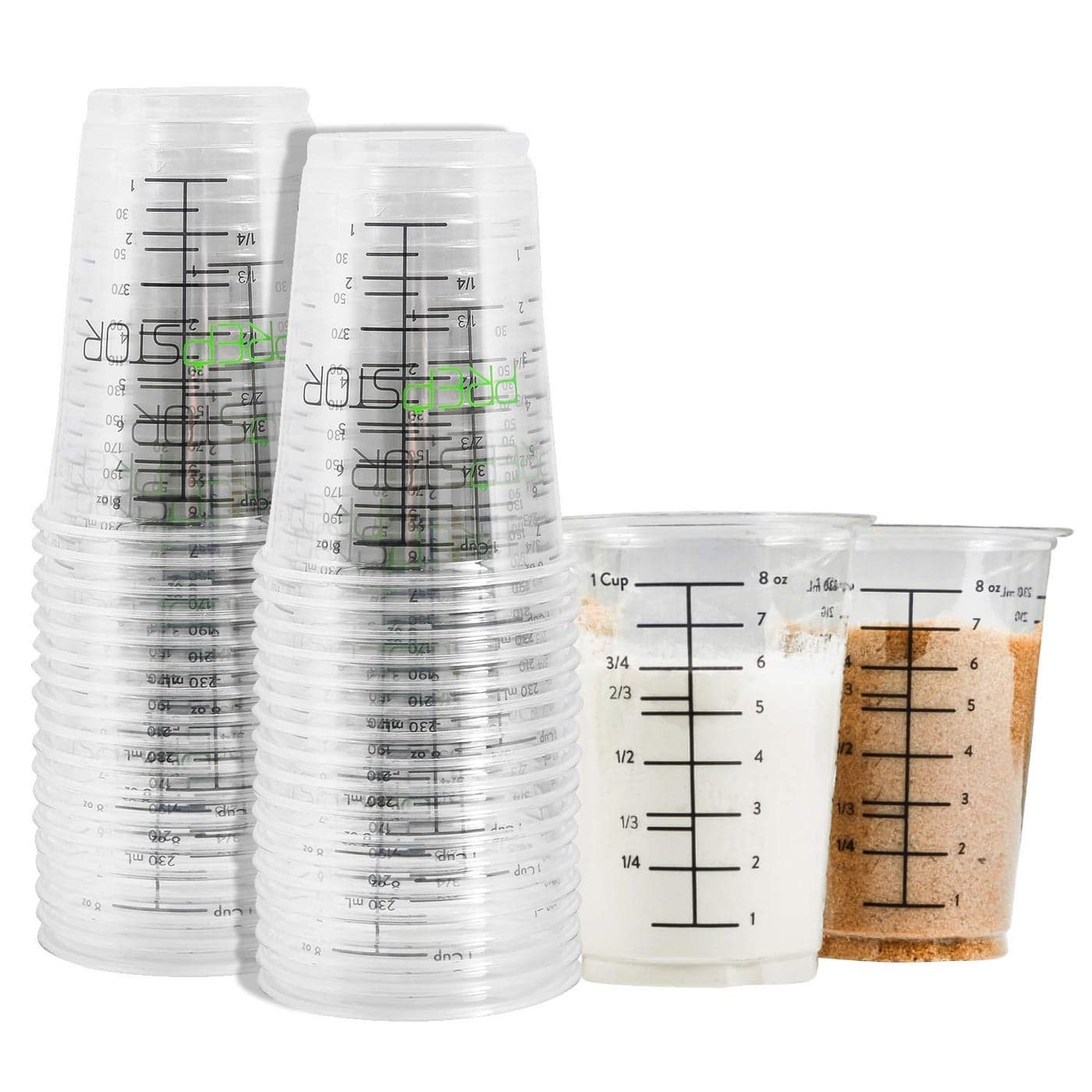 Disposable Measuring Cups for Resin Pack of 20 8oz Clear Plastic Measuring Cup for Epoxy Resin Stain Paint Mixing Half Pint Reusable Multipurpose Mixing Cups for Cooking and Baking