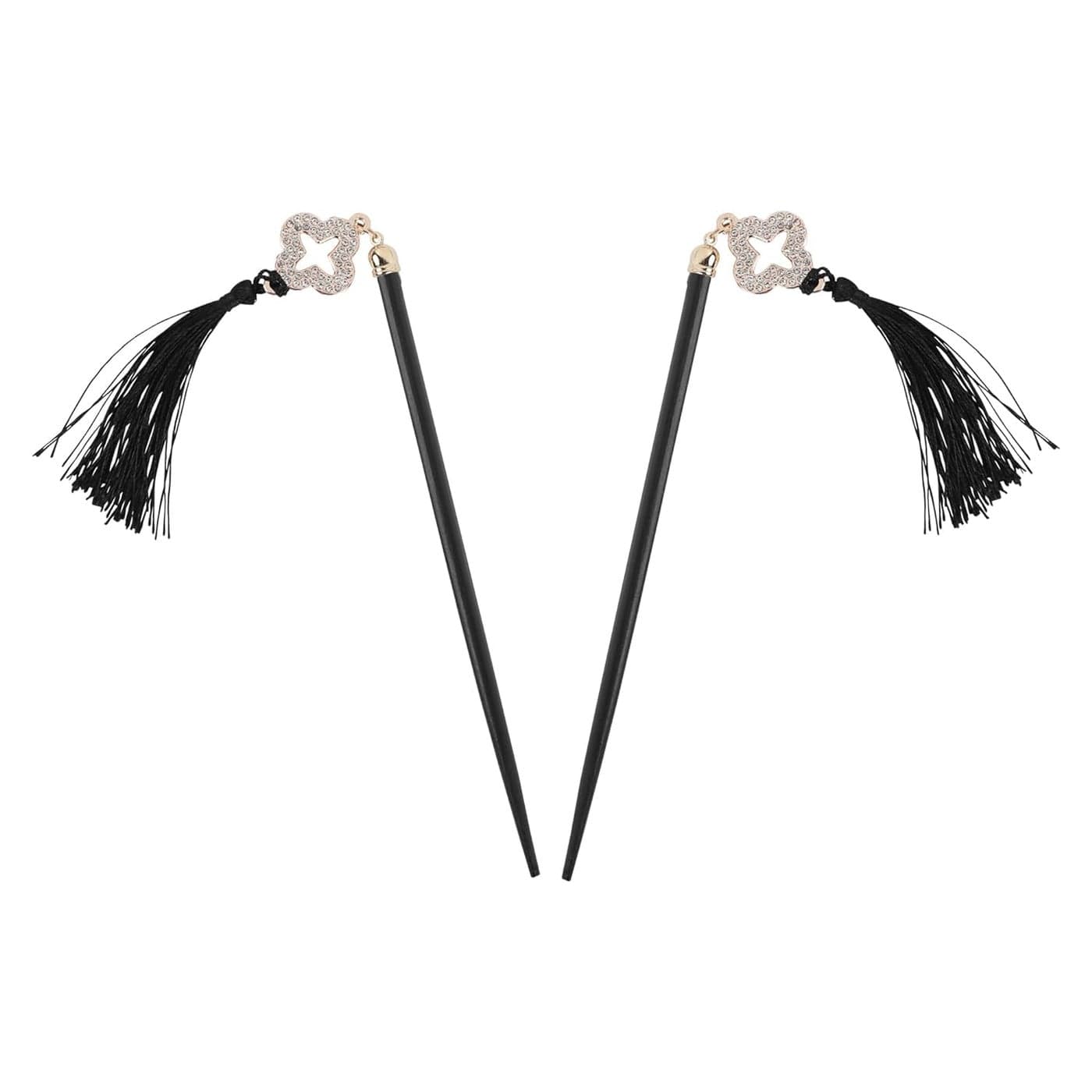Hair Sticks with Tassels Wooden Chopsticks for Updos Bun Styles 75 inches 2 Hair Sticks Black