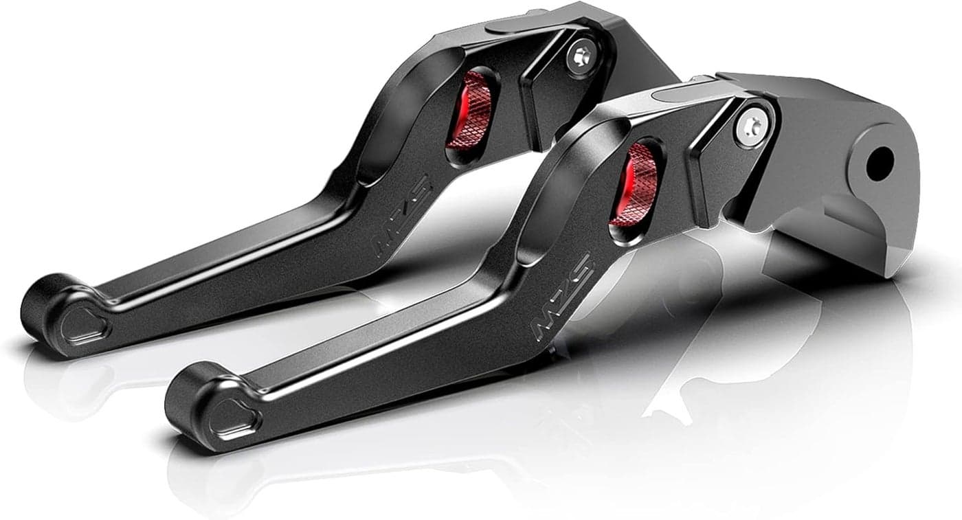 MZS Short Adjustable Clutch Brake Levers for YZF R6 (2005-2016) & YZF R1 (2004-2008) - Unbreakable Black