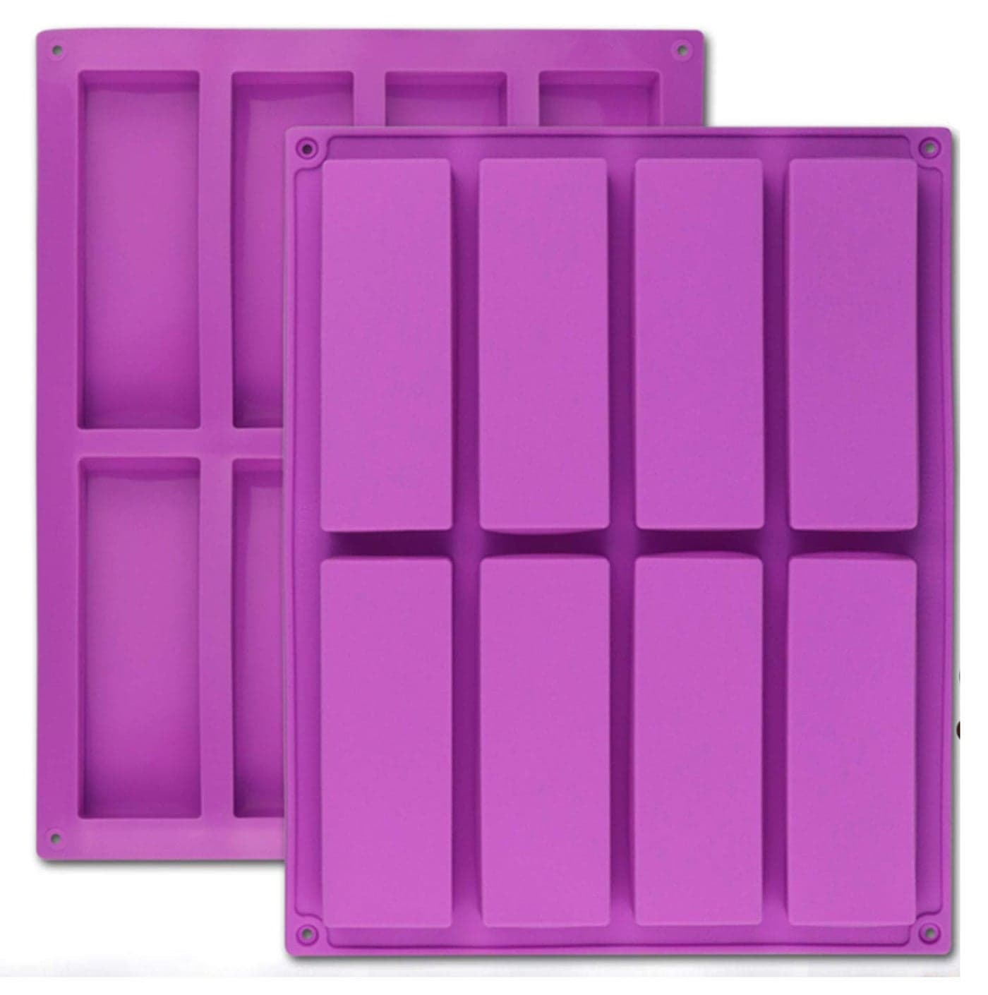 Palksky (2 Pcs) 8 Cavity Rectangle Granola Bar Silicone Mold/Nutrition/Cereal Bar Molds Energy Bar Maker for Chocolate Truffles Ganache Bread Brownie Cornbread Cheesecake Pudding Butter Mould